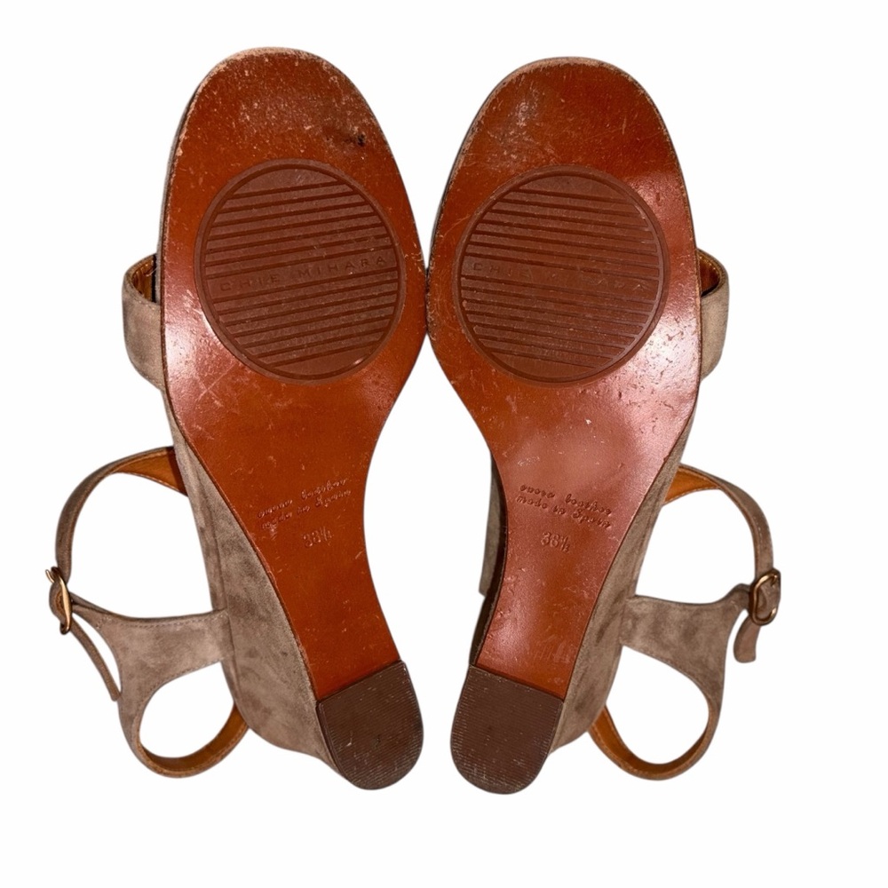 Chie Mihara Brown Suede Anatour Wedge Sandals Shoes size 38.5 - Picture 11 of 11